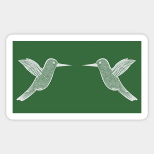 Hummingbirds in Love Ink Art - bird design - on green Magnet